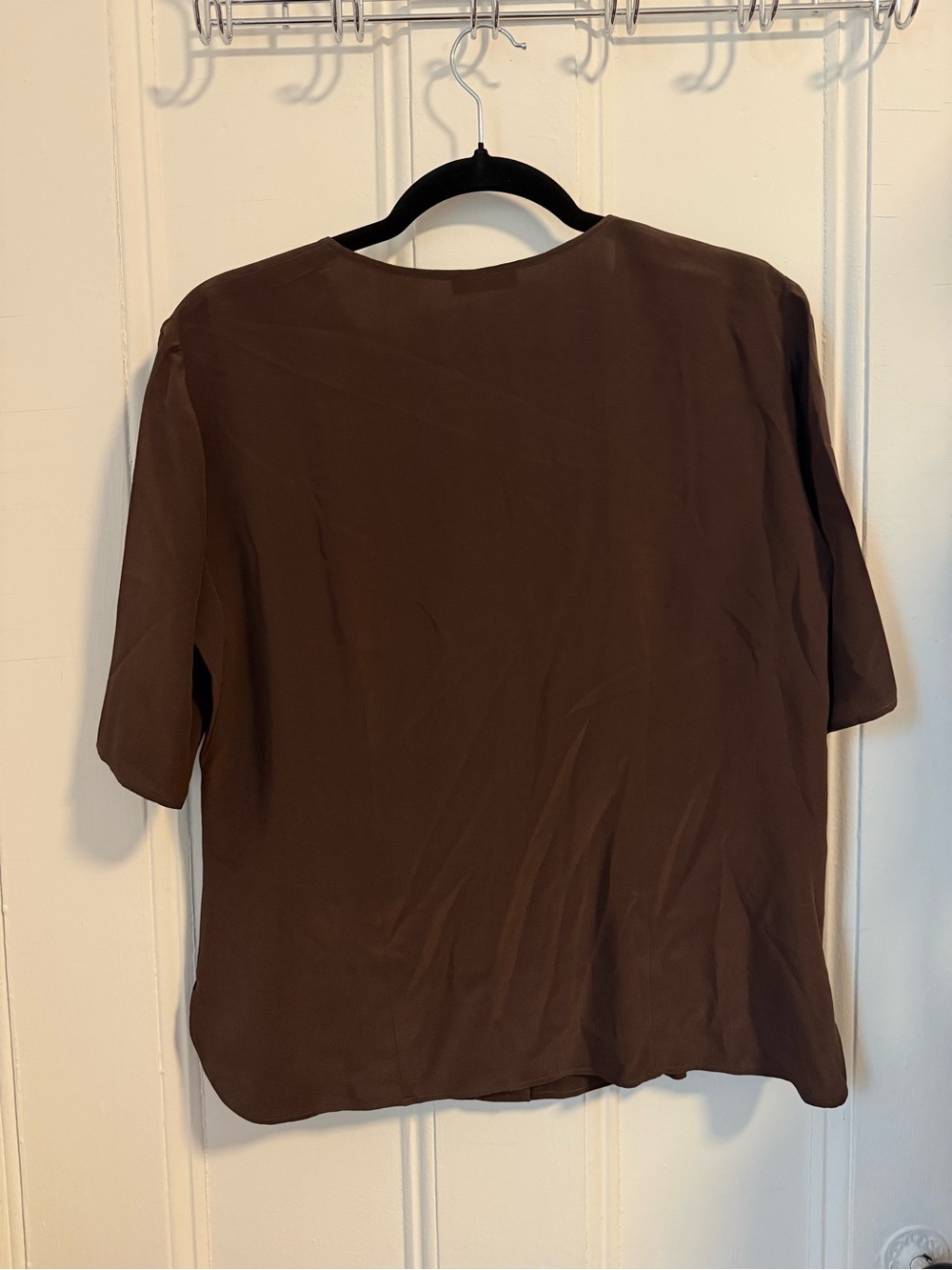 vintage 100% silk brown top - Picture 2 of 4